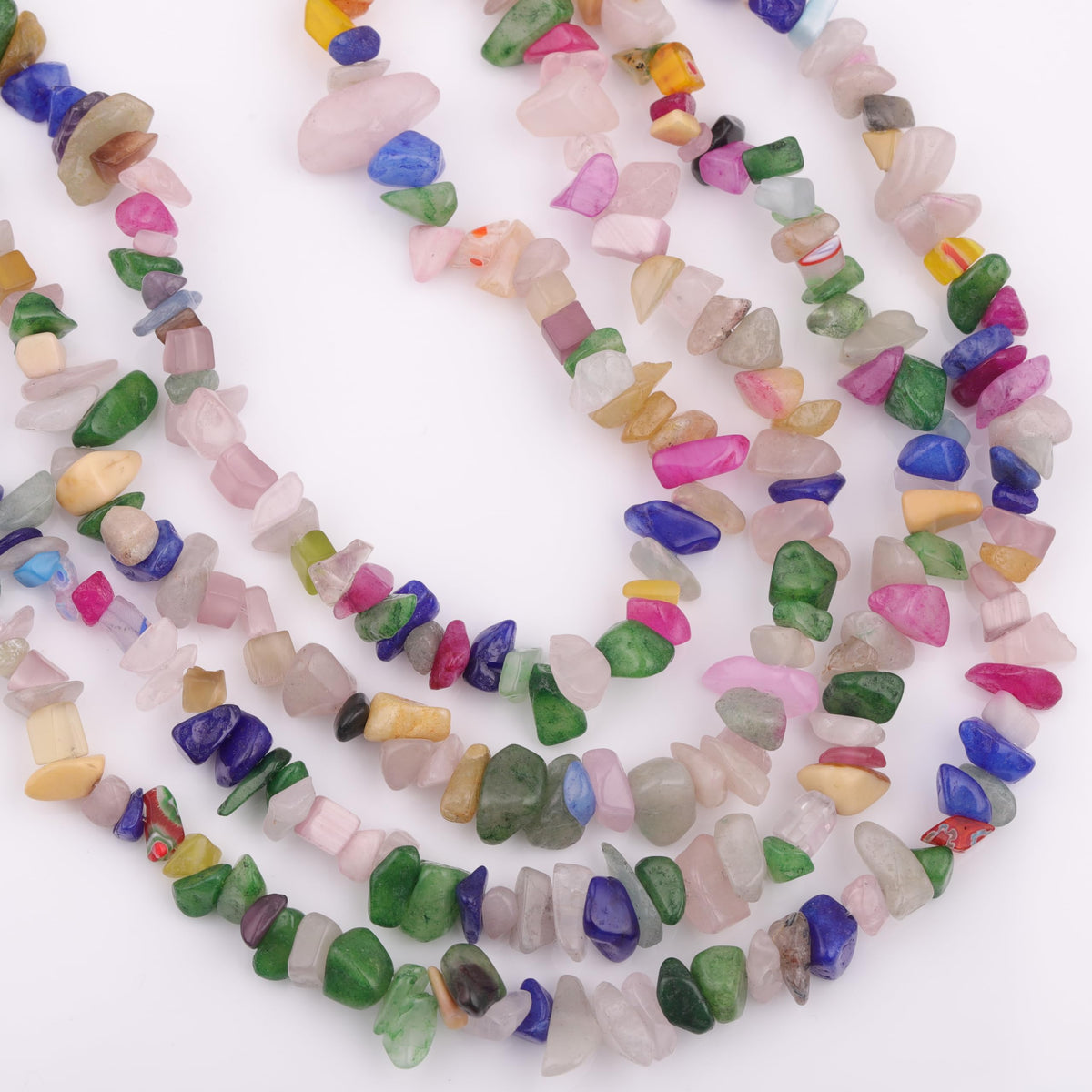 200pcs Natural Irregular Chip Stone Beads 5-8mm Pre-Drilled 30-inch Strand Semi-Precious Healing Crystal Beads for DIY Jewelry Making Bracelet Chakra Crafts Multicolor Jade
