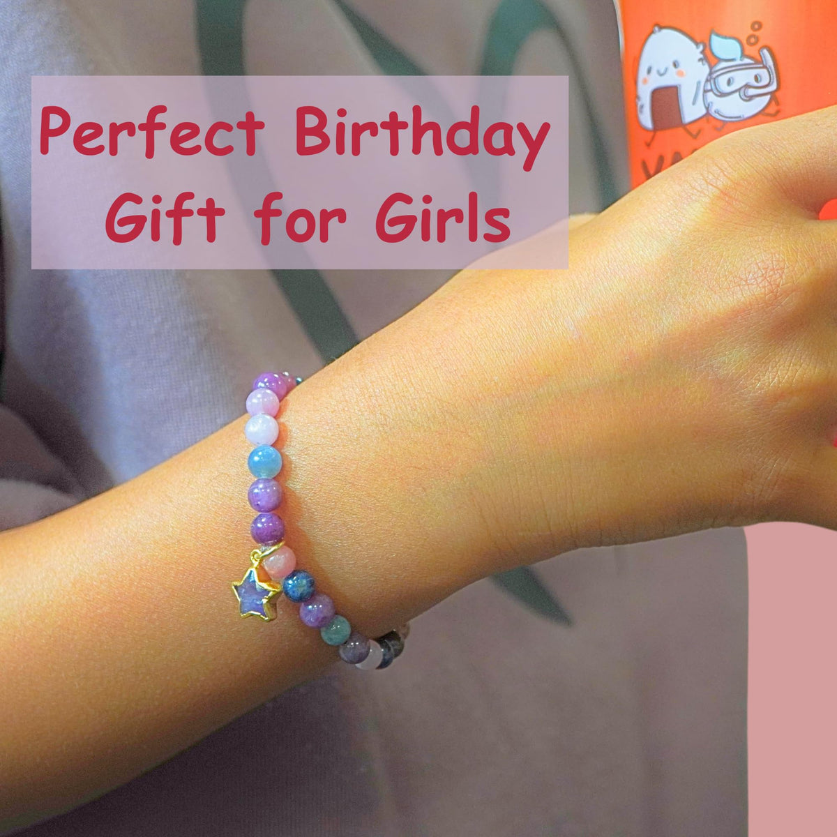 Amazonite Bracelet Birthday Favors for Kids, Toddler Bracelet with Certified 925 Sterling Silver 18K Gold Vermeil Amazonite Crystal Star Charm