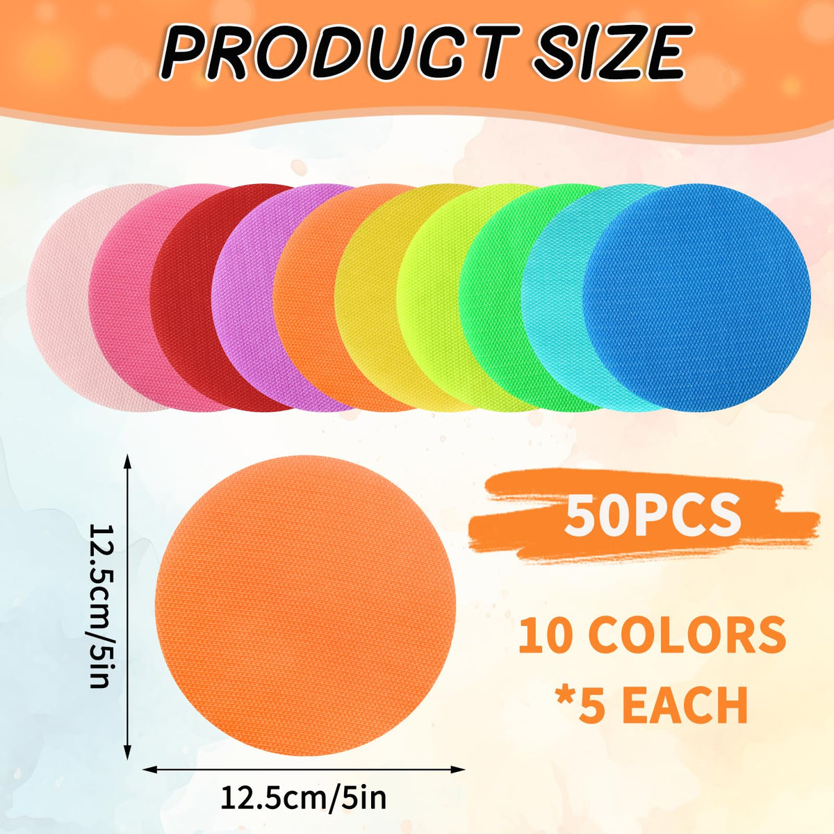 DTOFOOT 50 Pcs Carpet Spot Markers, Circle Floor Dots 5 Inch Dot Markers Carpet Spots for Classroom Decoration Preschool Kindergarten Teacher Supplies Yoga Games and Activities