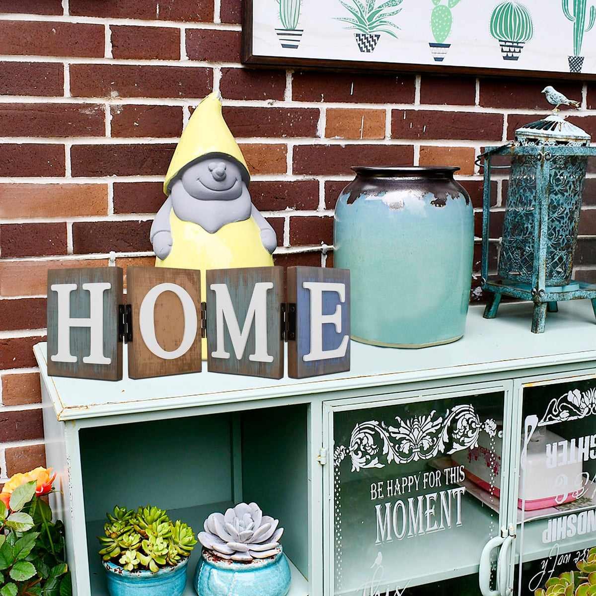 Linfevisi Wooden Home Sign Table Decor Wood Home Letters Sign Folding Rustic Wooden Word Signs for Living Room Kitchen Entryway Mantel Fireplace Shelf House Home Decoration 12.2X4 Inch