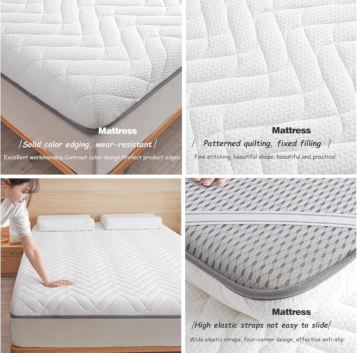 Comfortable Futon Mattress, Japanese Floor Mattress, Thick, Foldable, Roll, Mattress Cover, Tatami, Lounger, Guest Bed for Camping, Sofa or Car, 01, 180 x 200 cm