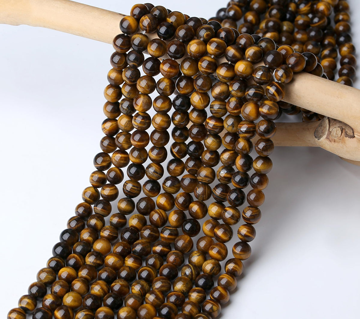 NUKAYAI Natural Yellow Tigers Eye Beads 100Pcs 8mm Crystal Beads Loose DIY Round Stone Bead for Bracelet Necklace Earrings Making