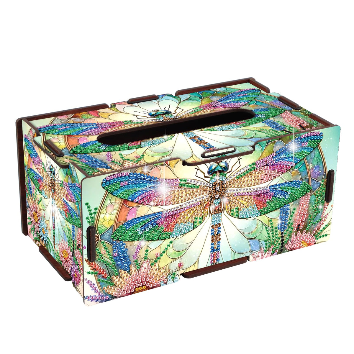 JISHSHAY Diamond Painting Tissue Box Cover Dragonfly Diamond Art Tissue Box Holder Animal Gem Art Gem Painting Napkin Holder Mosaic Kits for Adults Embroidery Kit Napkin Holder for Table 8.85×5×4.13in