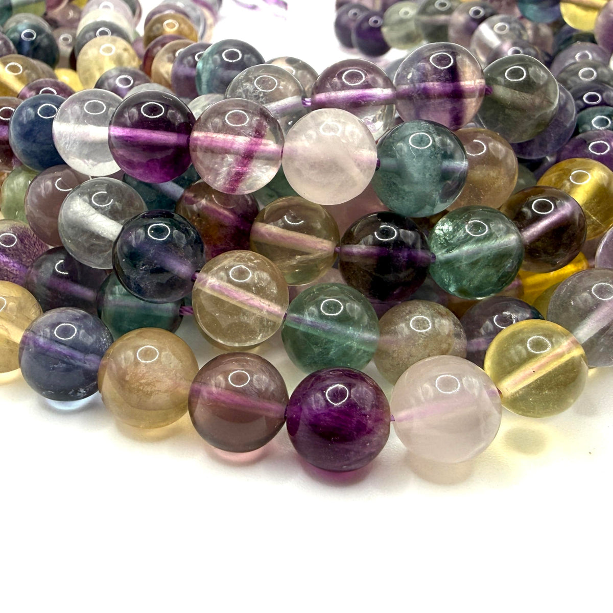 ABCGEMS Aqua Prism Fluorite Beads from Mexico (Authentic Quad Color - No Dye, Just Earth) Beading Supplies - Loose Beads for Jewelry Making - Smooth Round 10mm