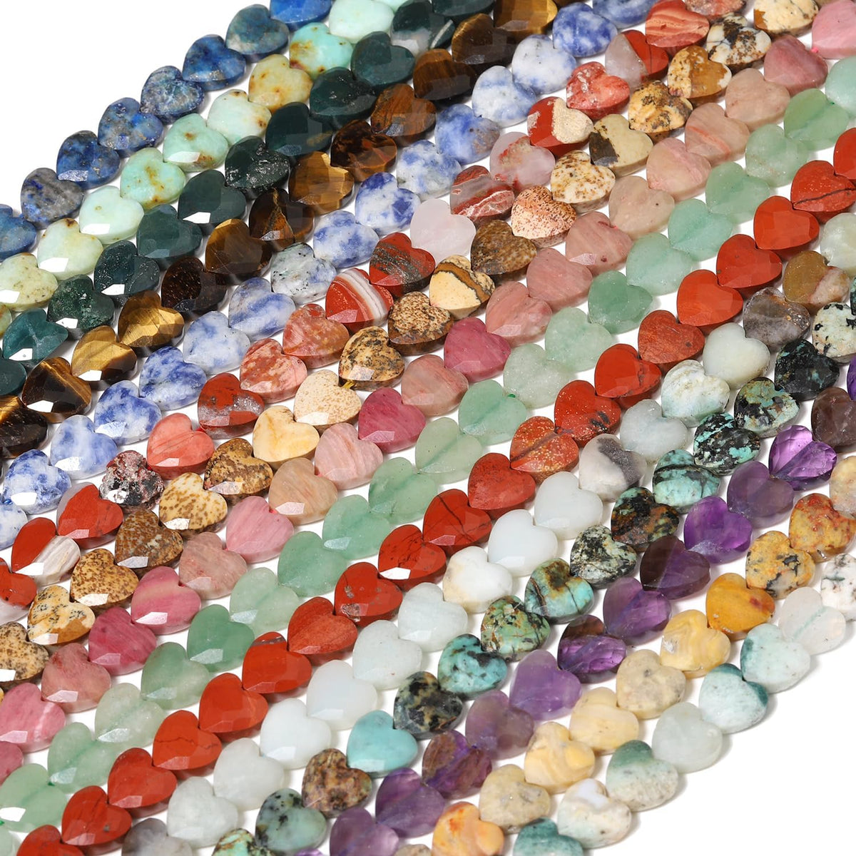 Nitopupu 22pcs Faceted Heart Stone Beads Natural African Turquoise Bead 8mm Crystals and Healing Stones for Jewelry Making Supplies,Friendship Bracelet Kit,Love Gifts