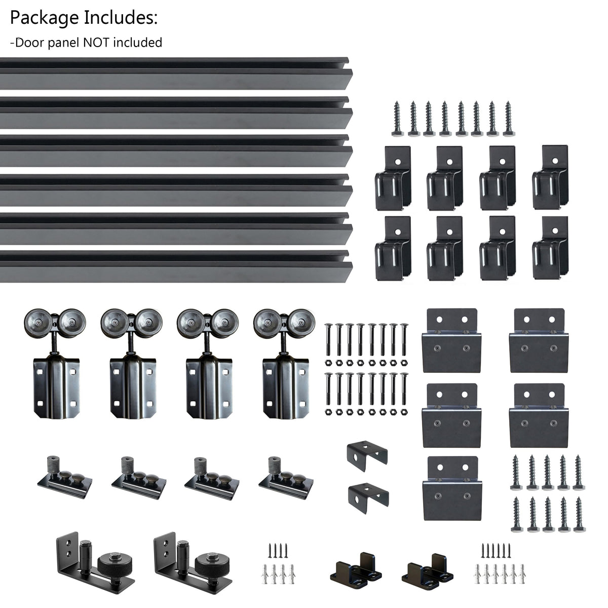 DIYHD 24FT Exterior Double Sliding Barn Door Hardware,Heavy Duty Wall Mount Box Track Kit for Outdoor Use,MAX Load 330lbs,Kit to Hang 2 Doors(Fit 72" X 2 Door)