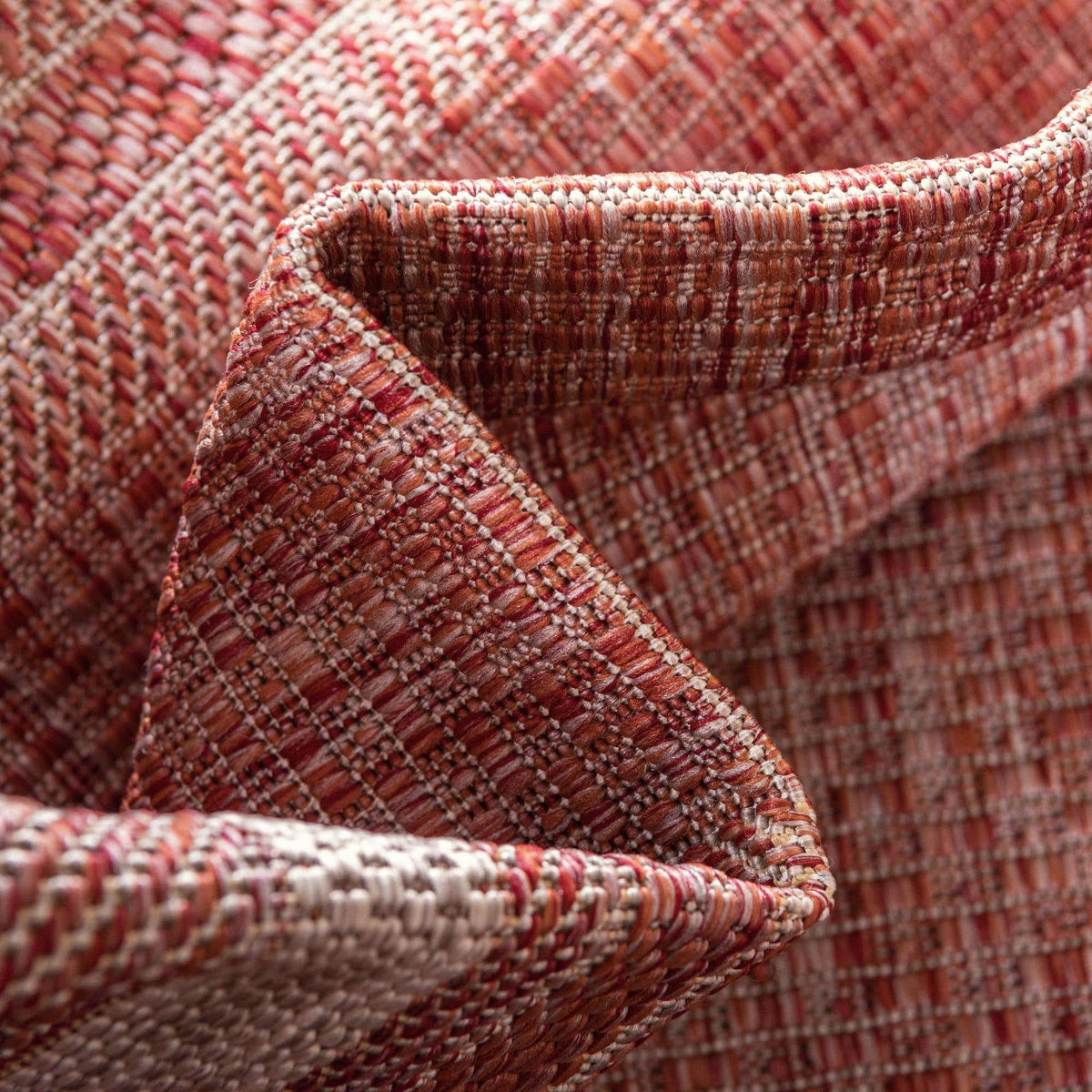 Unique Loom Outdoor Border Collection Area Rug - Soft Border (13'Round, Rust Red/ Ivory)