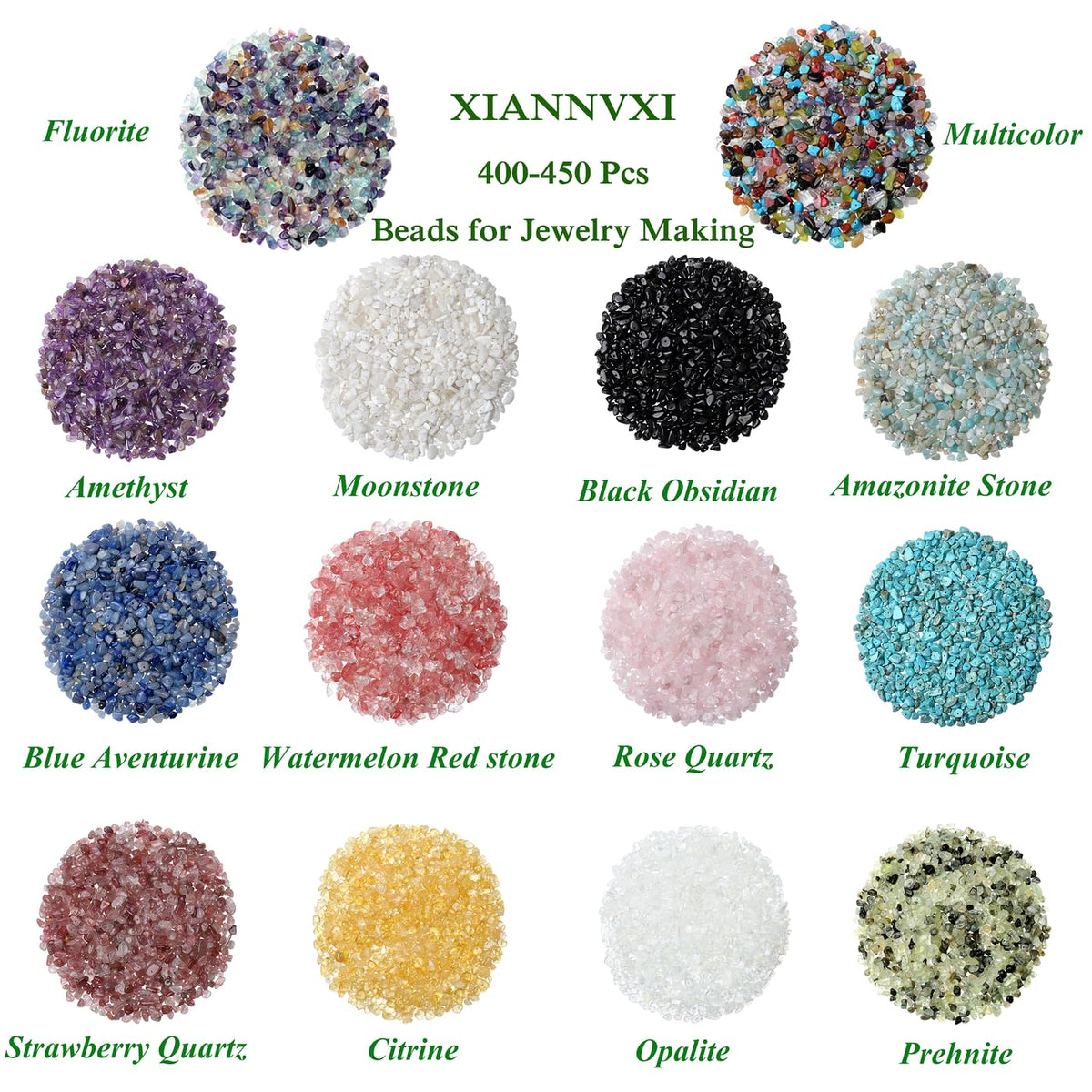 XIANNVXI Watermelon Quartz, Beads, Natural Chip Stone Beads 400Pcs Crystal Bead 5-8mm Irregular Healing Crystal Loose Rocks for DIY Jewelry Making