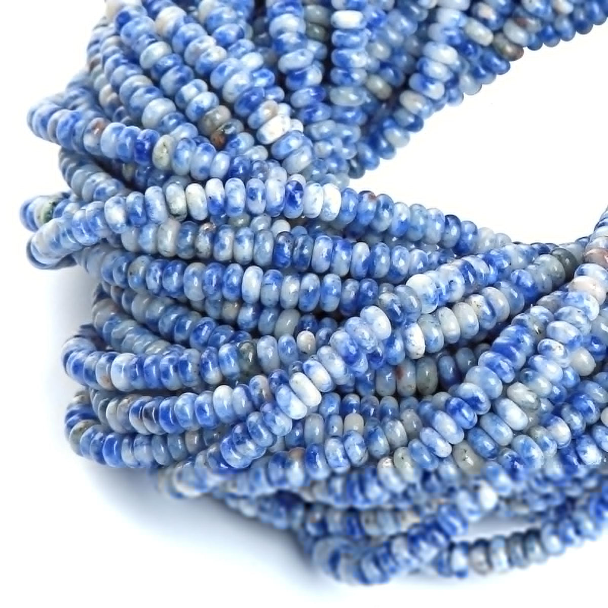 150PCS 2x4mm Natural Blue Sodalite Stone Rondelle Beads Abacus Disk Stone Beads Round Loose Spacer Gemstone Beads for DIY Bracelet Necklace Jewelry Making