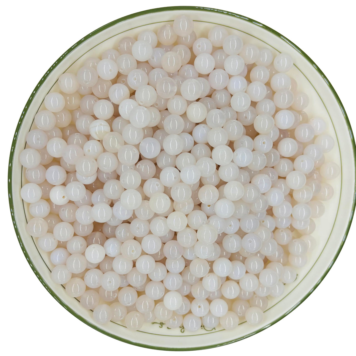 WHNKFB 6mm 100PCS Natural White Agate Round Beads, Banded Loose Stone Beads for Jewelry Making Craft - 4mm 6mm 8mm 10mm Options with Free Elastic Cord