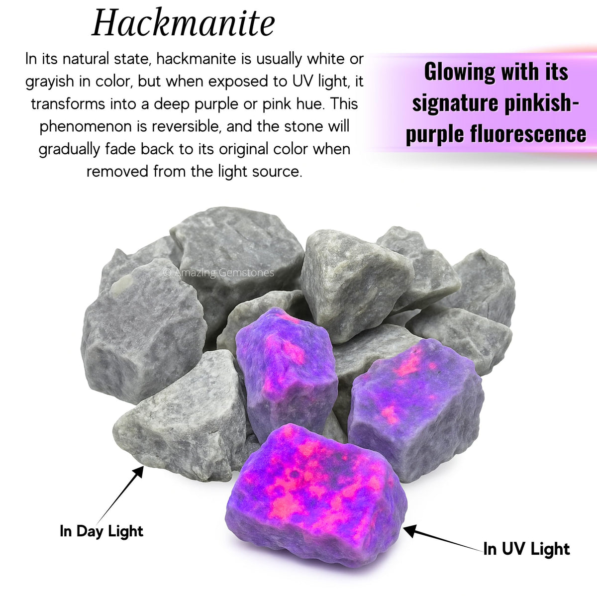 Amazing Gemstone Hackmanite Raw Crystals and Healing Stones, Natural Rocks For Tumbling - DIY Raw Stones And Crystals (1 Piece)