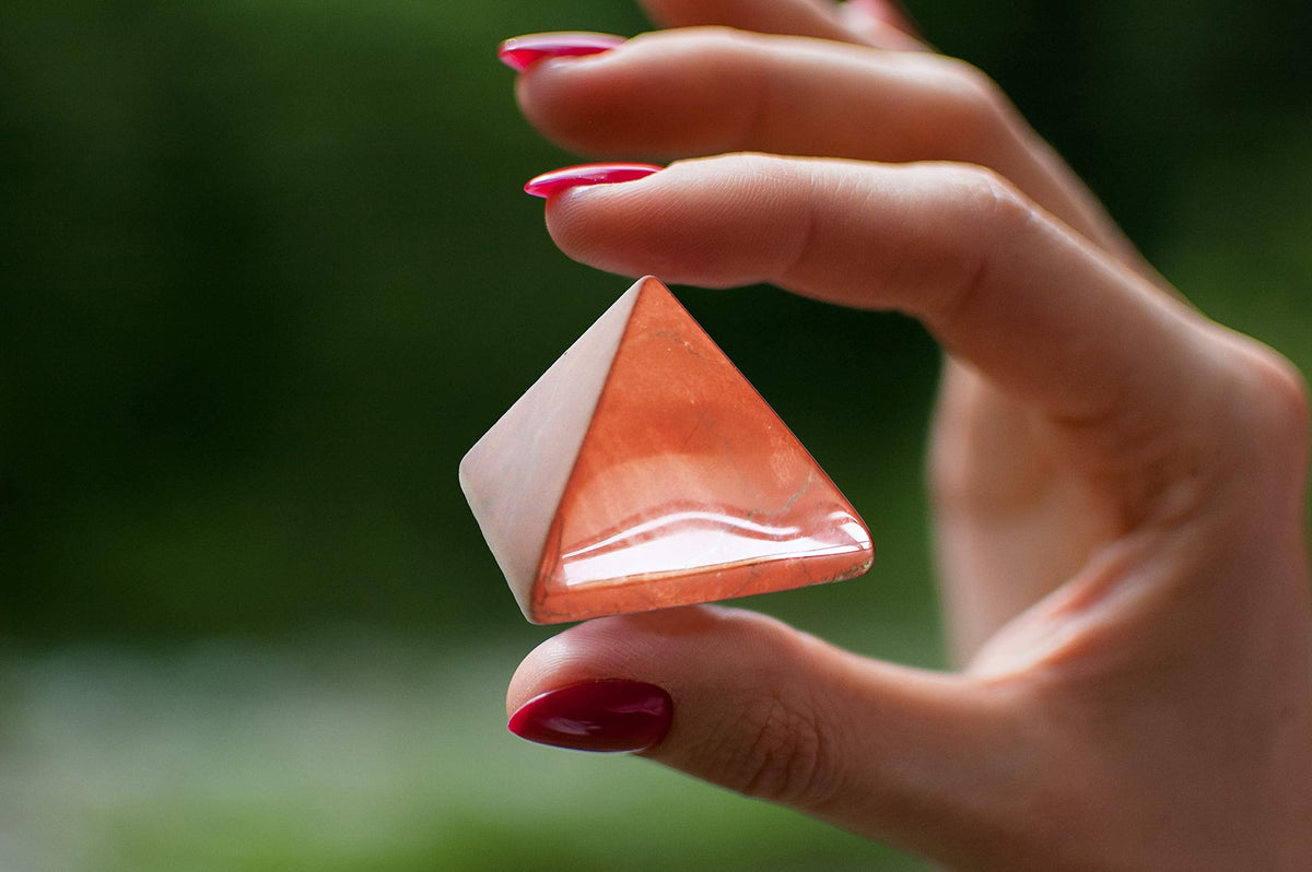 Crystal Pyramid of Natural Red Jasper Chakra Healing Stone, 1.5 inch