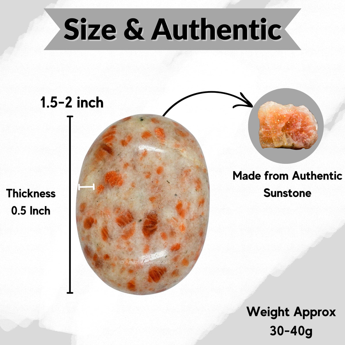 Amazing Gemstone Sunstone Crystals and Healing Stones - Large Palm Stone Crystals Piedra - Crystal for Good Luck, Positive Energy, Meditation - Unique Stocking Stuffers and Birthday Gifts for Women