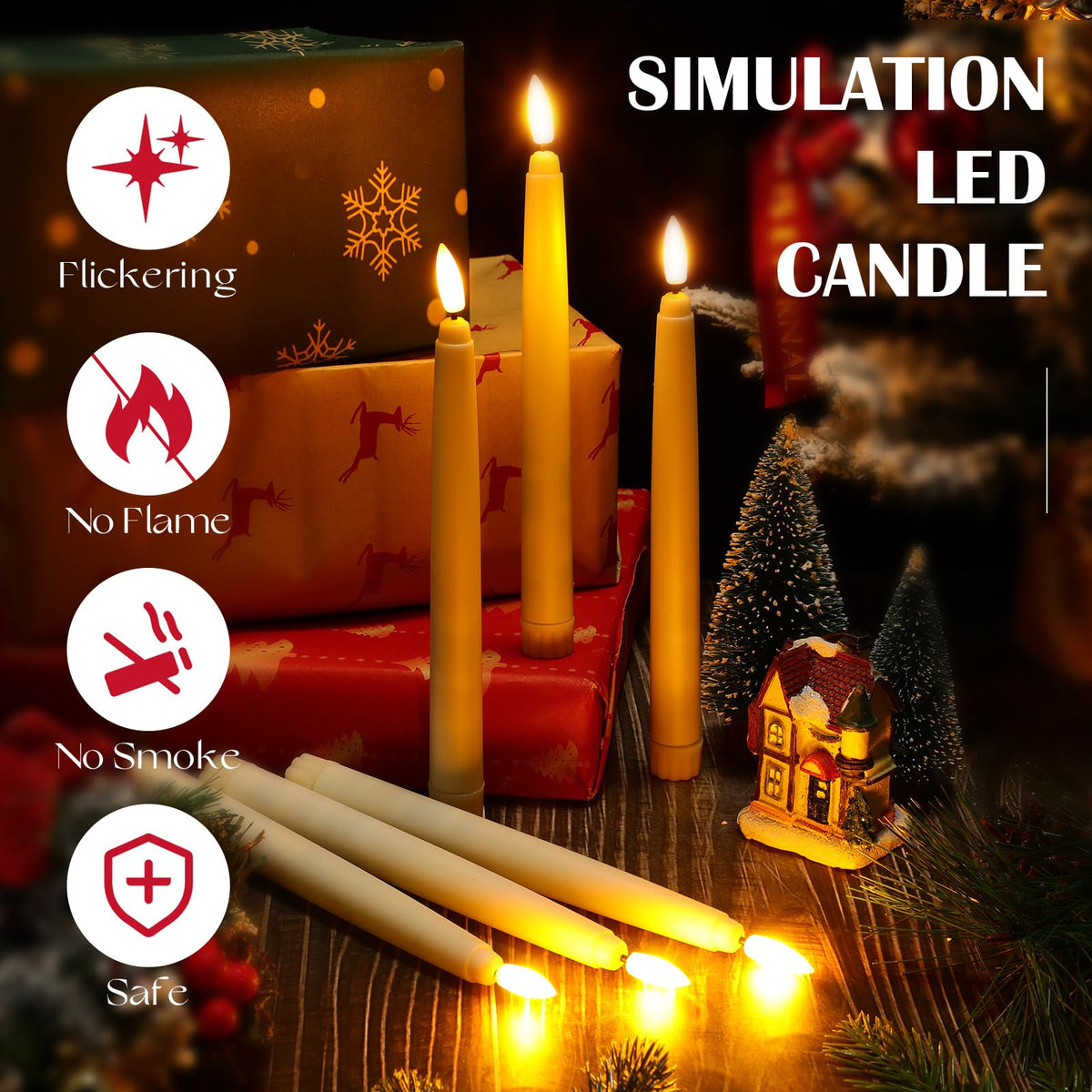 Baquler 150 Pcs Flameless Taper Candles LED Taper Candles Flickering Bulk Ivory LED Candlestick for Easter Wedding Church Halloween Christmas Party Decor Table Centerpiece, 8.5 in, No Batteries