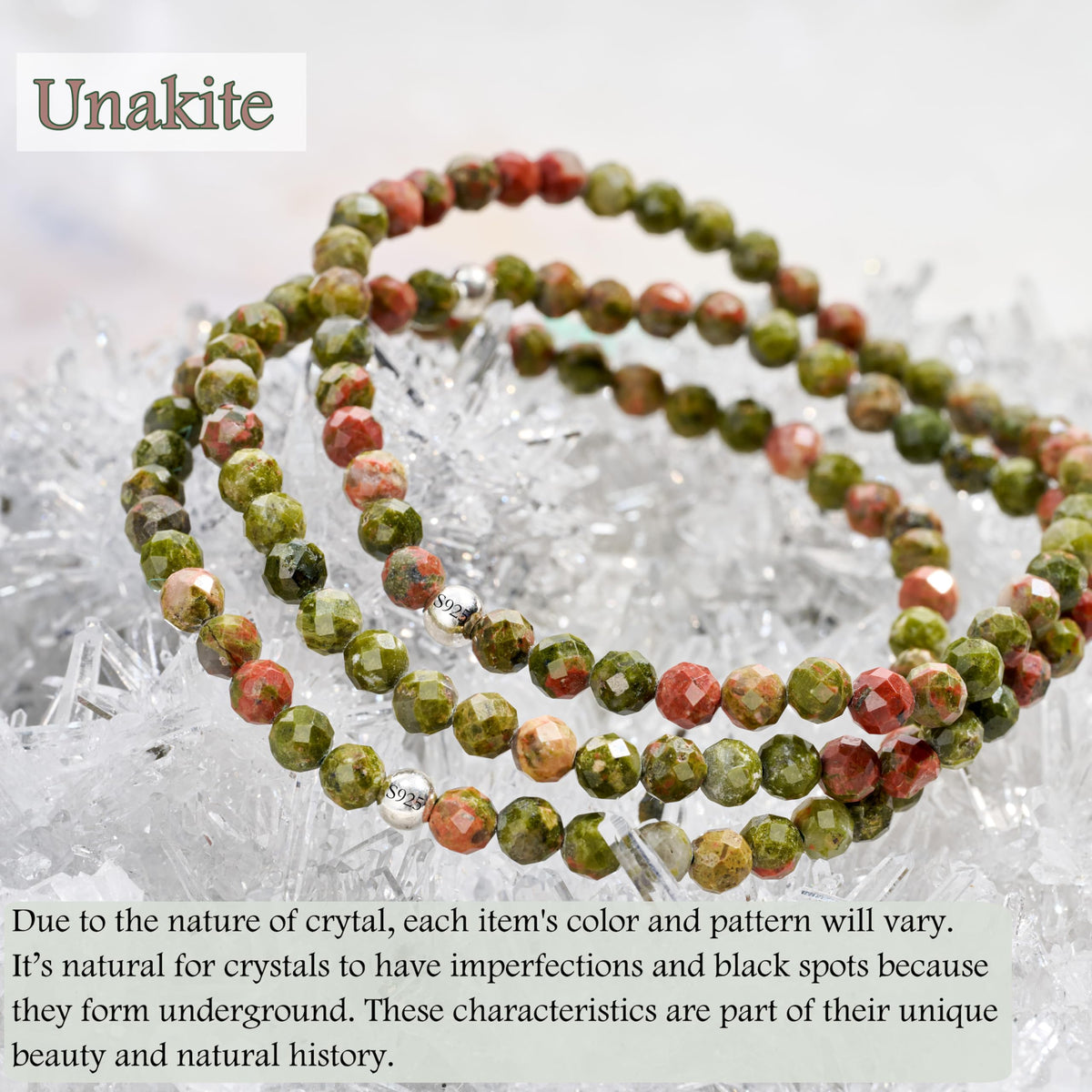 Unakite - Self-Discovery - Beaded Bracelets for Women,Handmade Natural Stone 4mm Beads 925 Sterling Silver Stretch Bracelets, Chakra Crystal Gemstone Jewelry Gifts for Mom