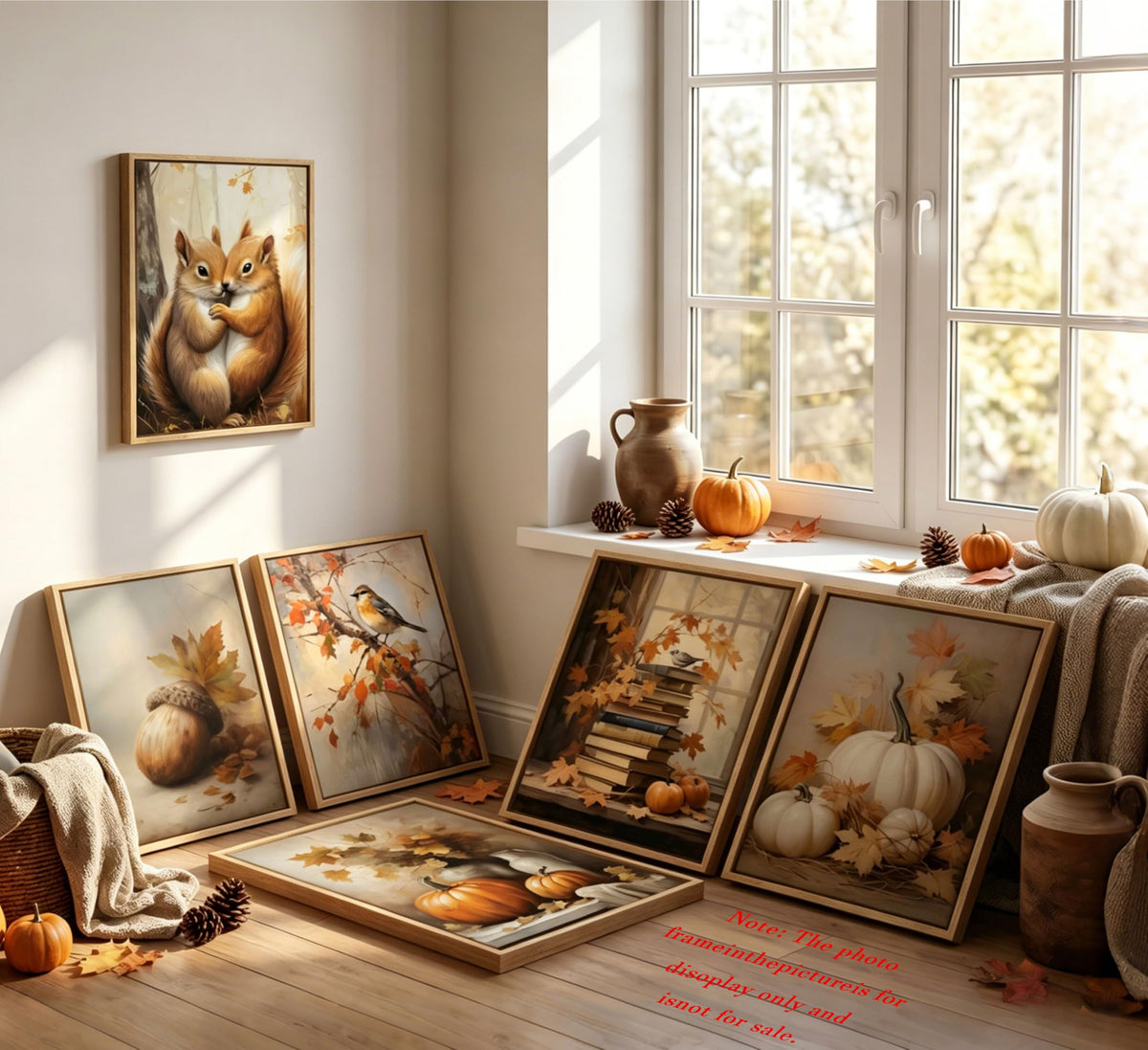 Bexzeak 6PCS Vintage Fall Scenery Nature Fall Leaf Canvas Wall Art Unframed