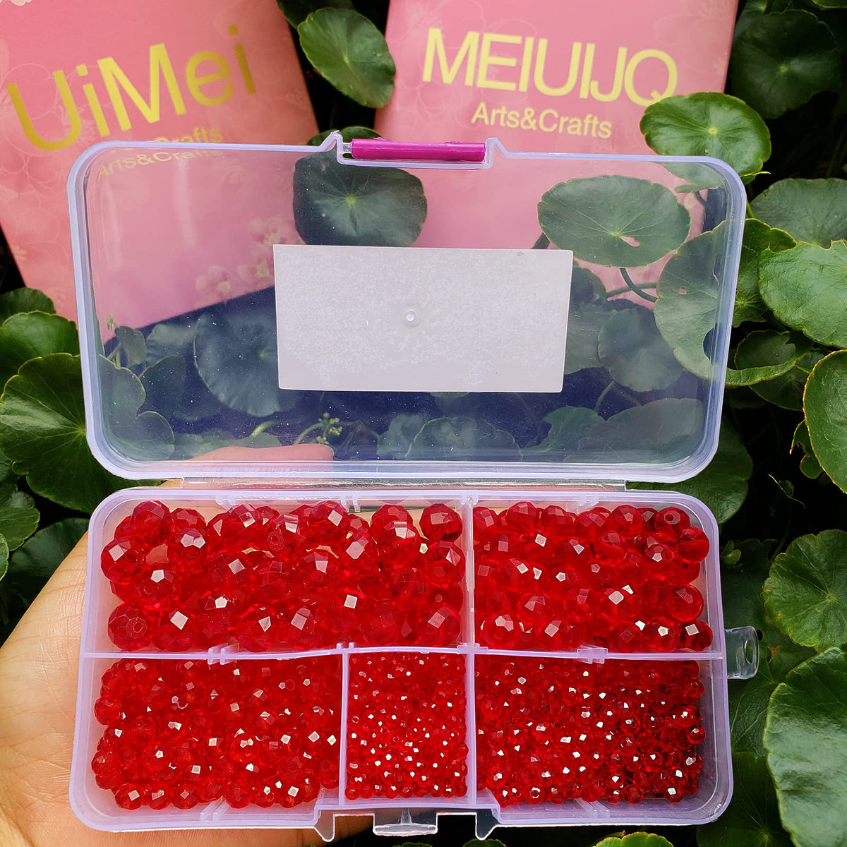 MEIUIJQ 2-10mm Briolette Rondelle 810pcs Red Crystal Glass Beads Faceted Shape Crystal Spacer Beads for Bracelet Necklace Decorative Hand Jewelry Making (2/4/6/8/10mm Red)