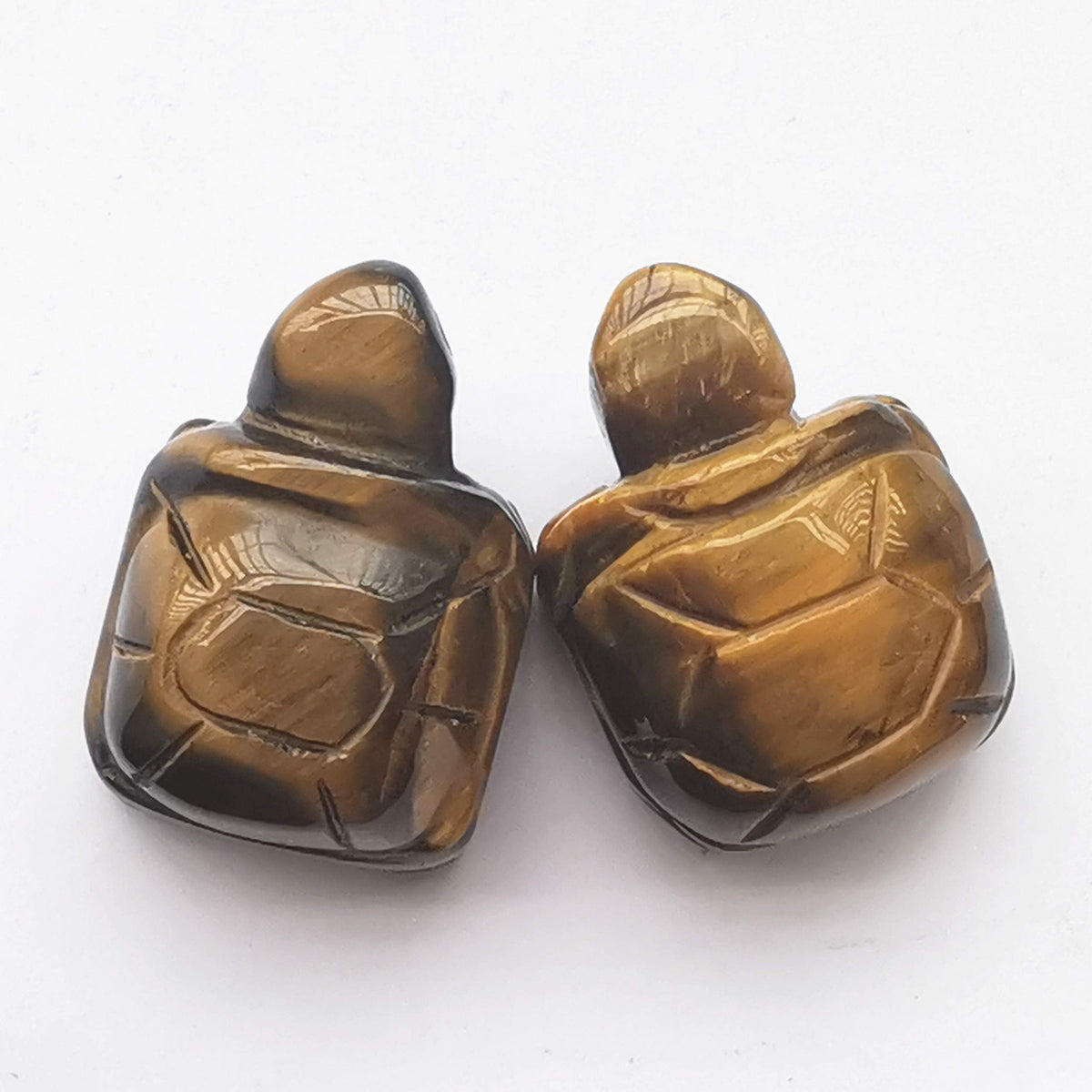 Gemgogo 2 Pcs Natural Tiger's Eye Pocket Carved Tortoise Animal Figurine Decor Gemstone, 1.5 Inches Room Decor Crystals and Healing Stones