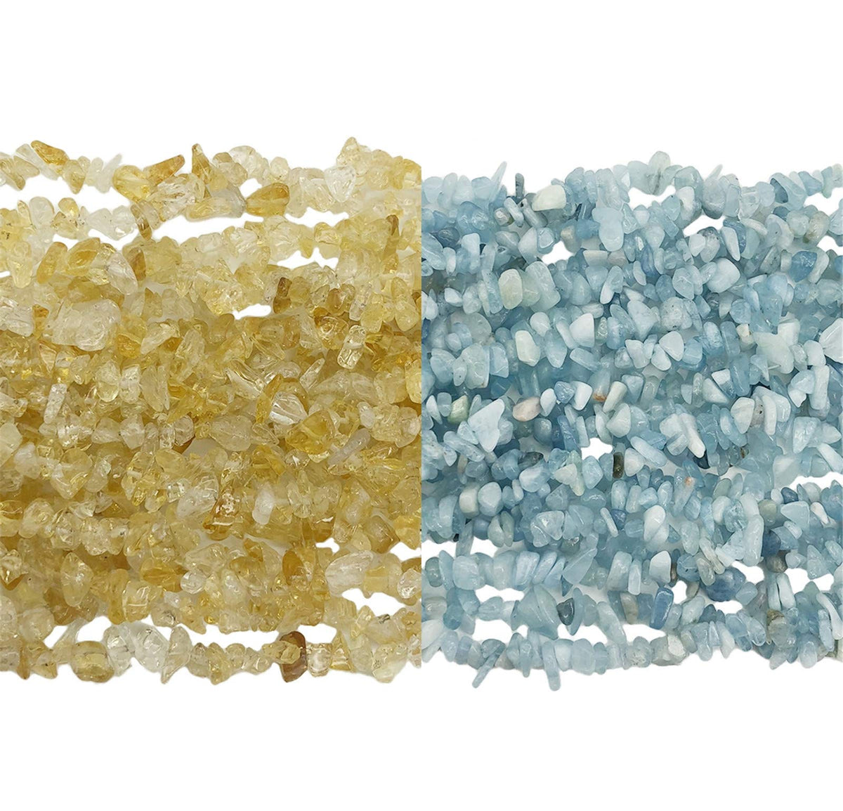 Fekuar 64" Irregular Tumbled Citrine & Aquamarine Chip Beads for Jewelry Making, Healing Crystal Drilled Loose Bead Strand DIY Craft Supplies, 5-8mm