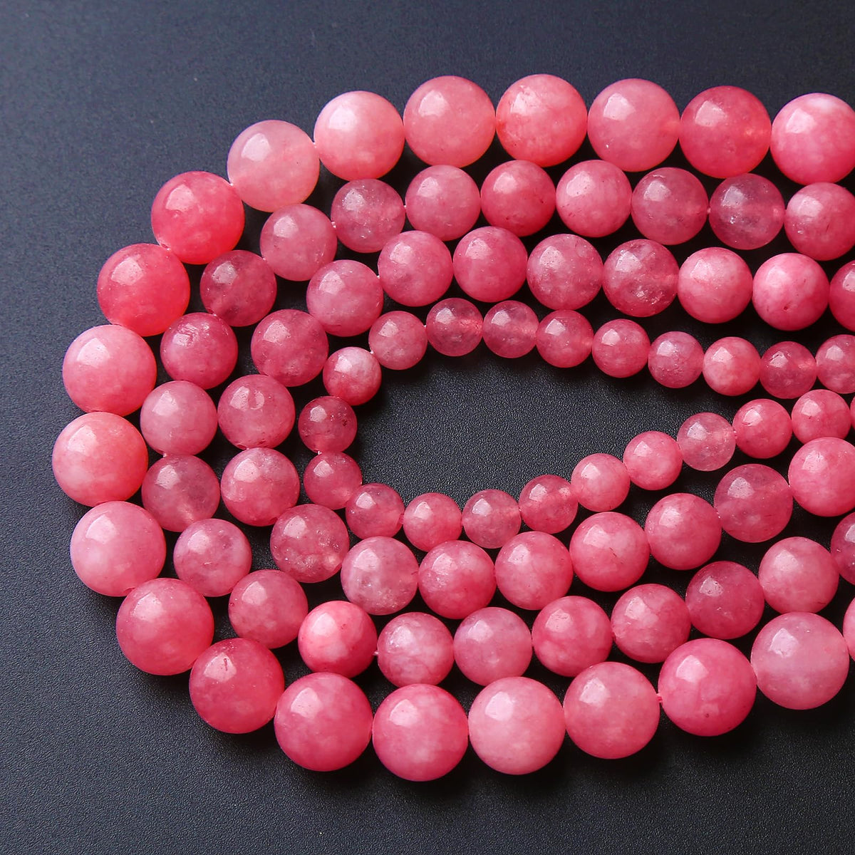 8MM 46PCS Natural Stone Rose Pink Jade Beads for Jewelry Making DIY Bracelet
