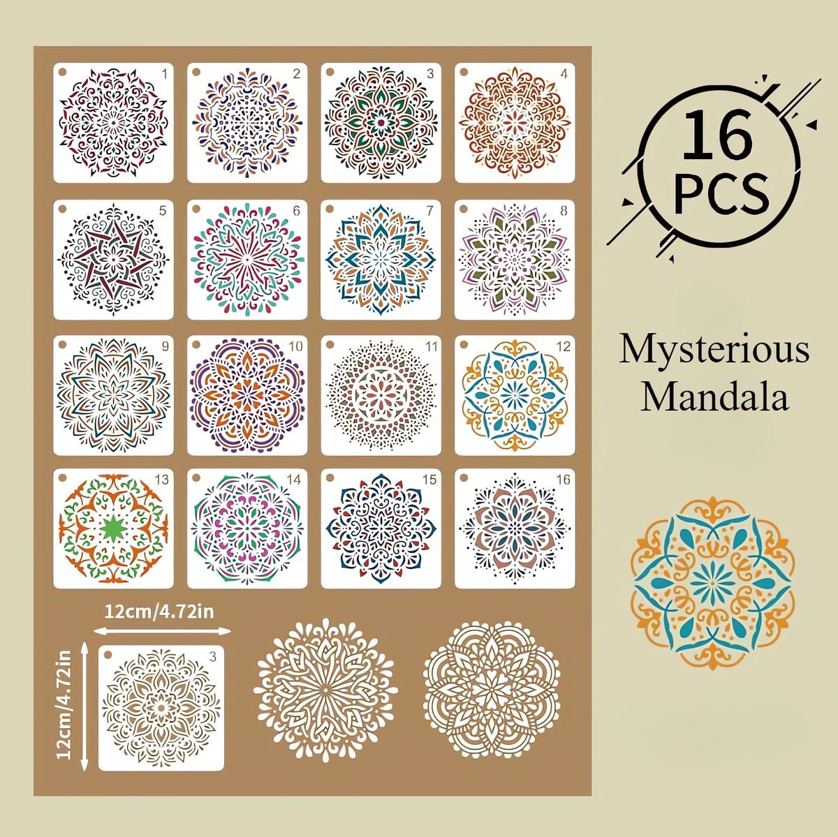 Mandala Stencils for Painting, 64PCS 4.7x4.7 Rangoli Stencils for Crafts & Home Decor