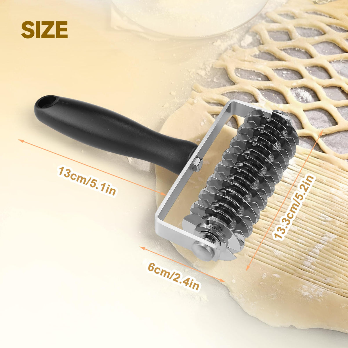 Pastry Lattice Roller Cutter - Stainless Steel Professional Dough Lattice Top Pie Pizza Bread Pastry Crust Lattice Roller Cutter wheel