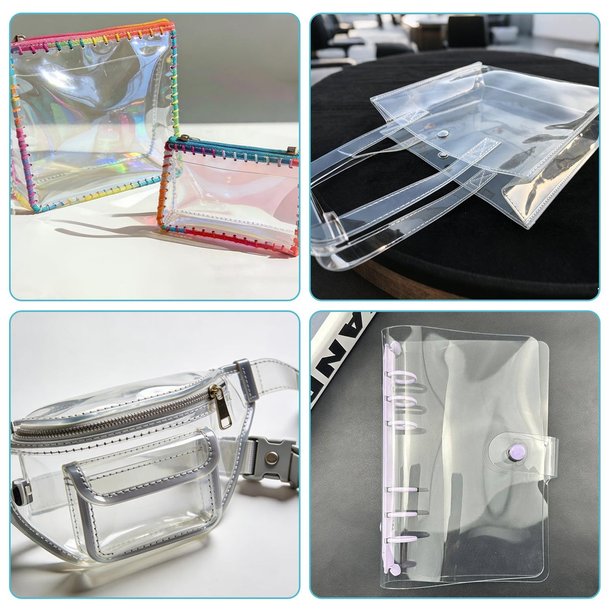 Clear Vinyl Sewing, Transparent PVC Vinyl Roll 15.7" x 48"(40cmx122cm) Super Clear Vinyl Sheets, 0.5 mm Waterproof Vinyl Fabric for Making Handags Bows, Bags and DIY Crafts