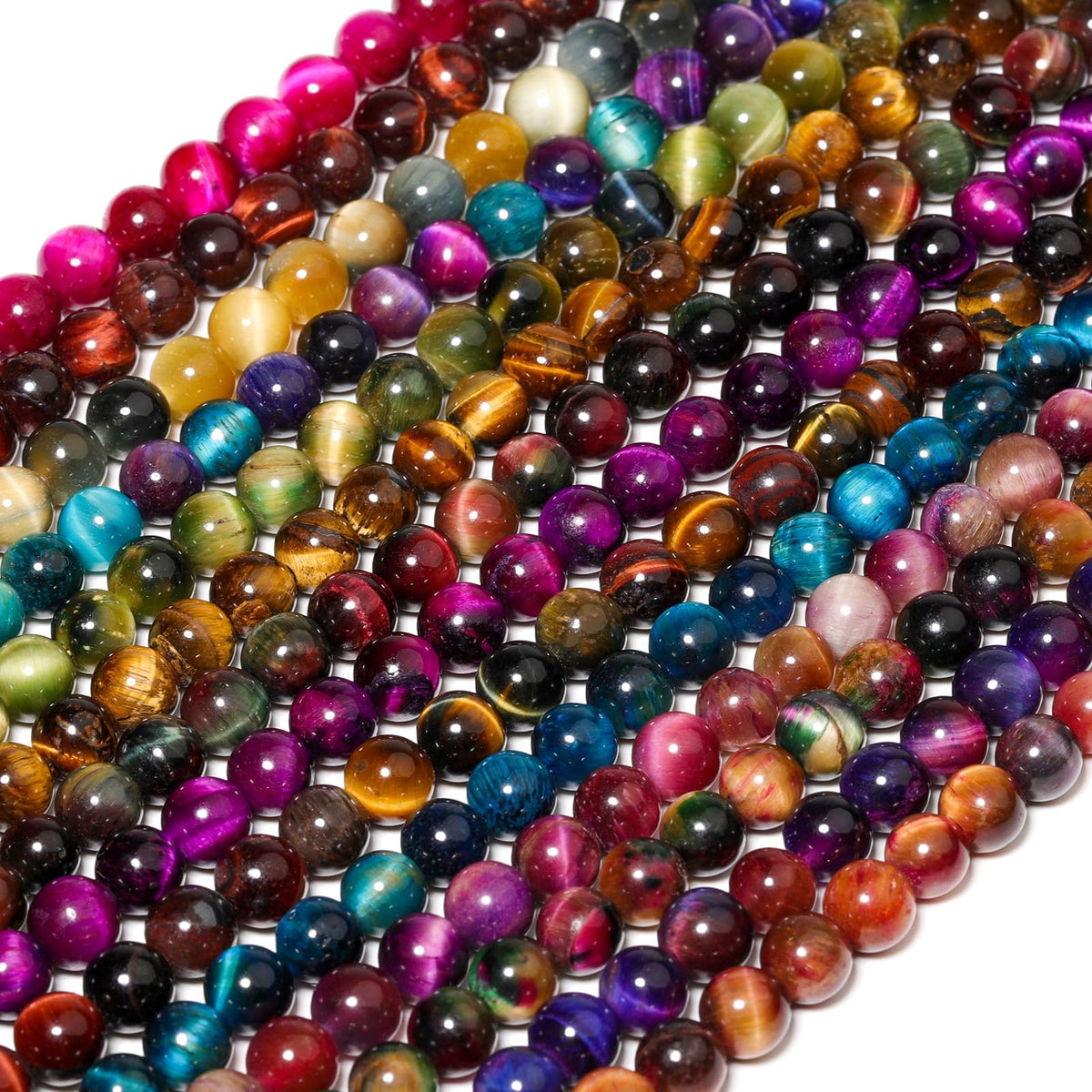 Yochus Natural Tiger Eye Beads, 60Pcs 6MM Onyx Agate Color Enhance Round Loose Beads Bulk, DIY Charm Smooth Gemstone Beads for Jewelry Making(4mm 8mm 10mm 12mm Beads)