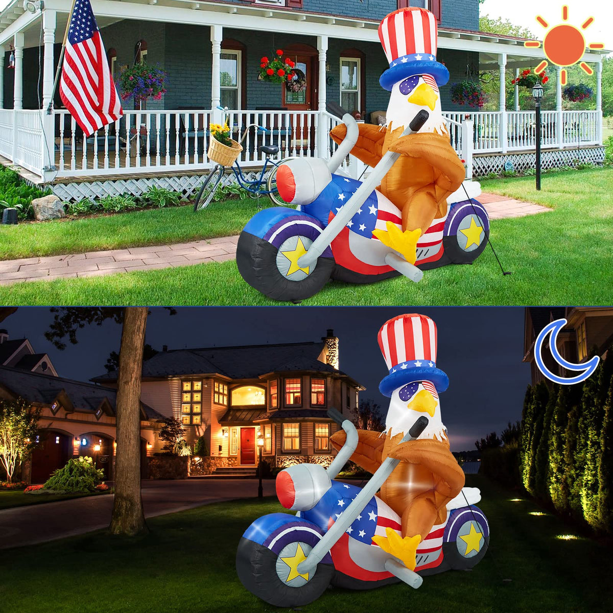 Eagle Inflatable, Camuland 6 FT Fourth of July Inflatable Outdoor Decorations Patriotic Independence Day Inflatable Eagle, Outdoor Inflatables with LED Lights for Yard Garden Lawn Memorial Day Decor
