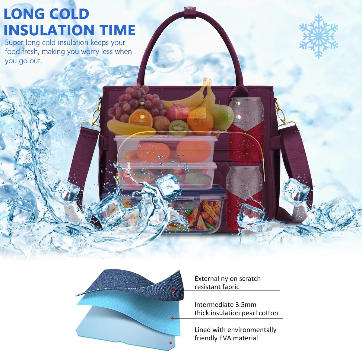 MIYCOO Lunch Bag Lunch Box Women - Leakproof Insulated Lunch Cooler Bag for Women - Large Lunch Tote Bags Adults, Purple