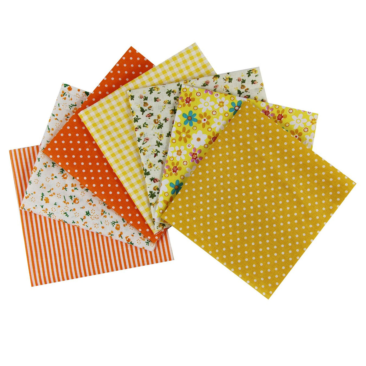 aufodara 7pcs 20” x 20” Cotton Fabric Squares Patchwork Bundle Making Supplies Quilting Weight 120 g/m² for Sewing Quilt DIY Artcraft Handwork (Yellow)