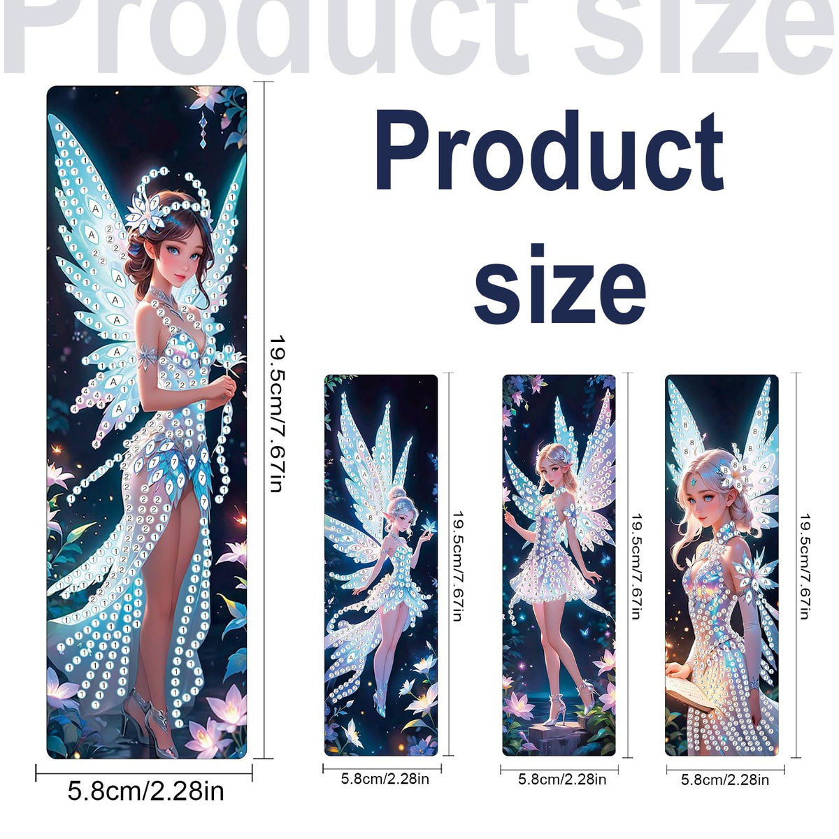 JISHSHAY 4 PCS Diamond Art Bookmarks Diamond Painting Book Marks Gem Art Bookmarkers Gem Painting Book Markers Mosaic Kits for Adults Special Drills with Crystal Pendants Fairy Elf