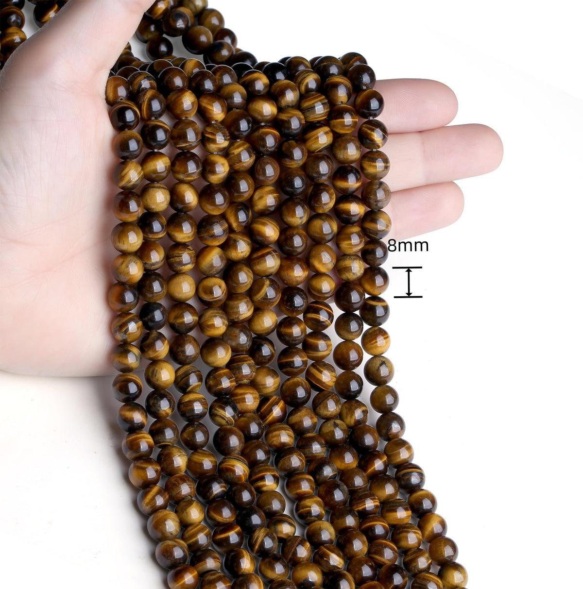 NUKAYAI Natural Yellow Tigers Eye Beads 100Pcs 8mm Crystal Beads Loose DIY Round Stone Bead for Bracelet Necklace Earrings Making