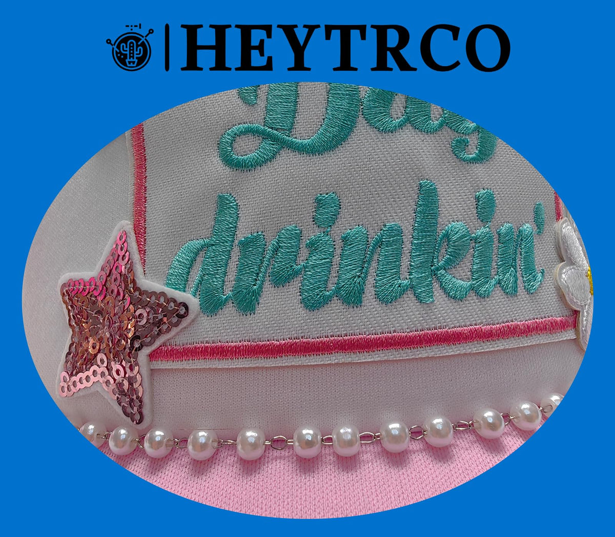 HEYTRCO Pink Western Trucker Hat DIY Kit, 3 Pink Mesh Foam Hats, 25 Patches, 3 Chains, 6 Pins, Heat-Resistant Tape for Custom Cowgirl Hats, Girls DIY Craft Set