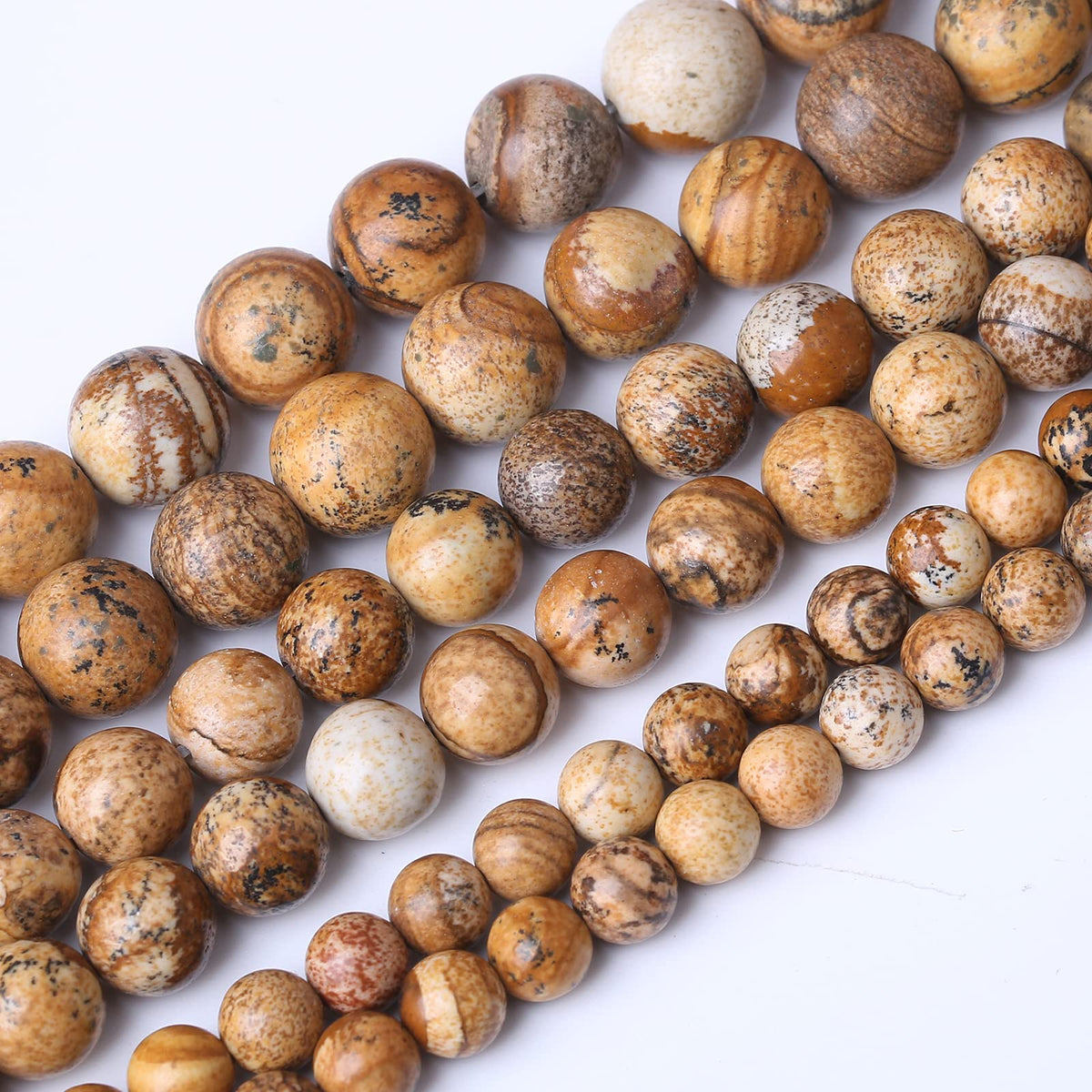 36PCS 10MM Pictures Jaspers Stone Beads Energy Healing Beads for DIY Jewelry Bracelet Necklace Making for Jewelry Making 15" (Pictures Jaspers, 10MM)
