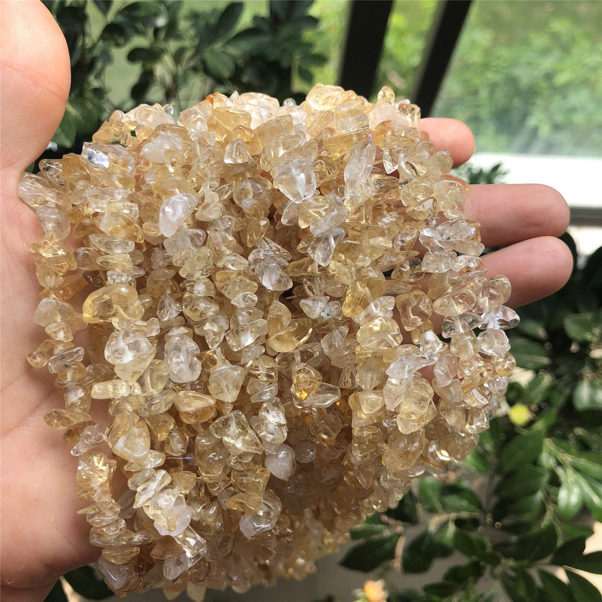 Fekuar 64" Irregular Tumbled Citrine Chip Beads for Jewelry Making, Healing Crystal Drilled Loose Bead Strand DIY Craft Supplies, 5-8mm