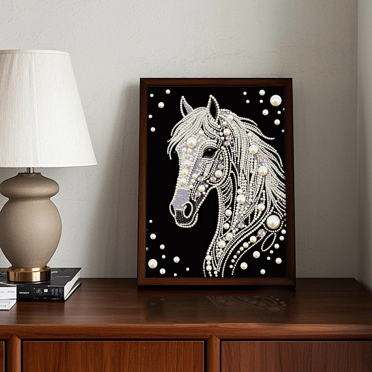 WSLWXSHM Pearl Diamond Painting Kits for Adults Horse, 5D Special Shape Diamond Art Kits for Beginners, Crystal Rhinestones Diamond Painting for Home Wall Decoration Gift 12×16inch/30×40cm, Animal