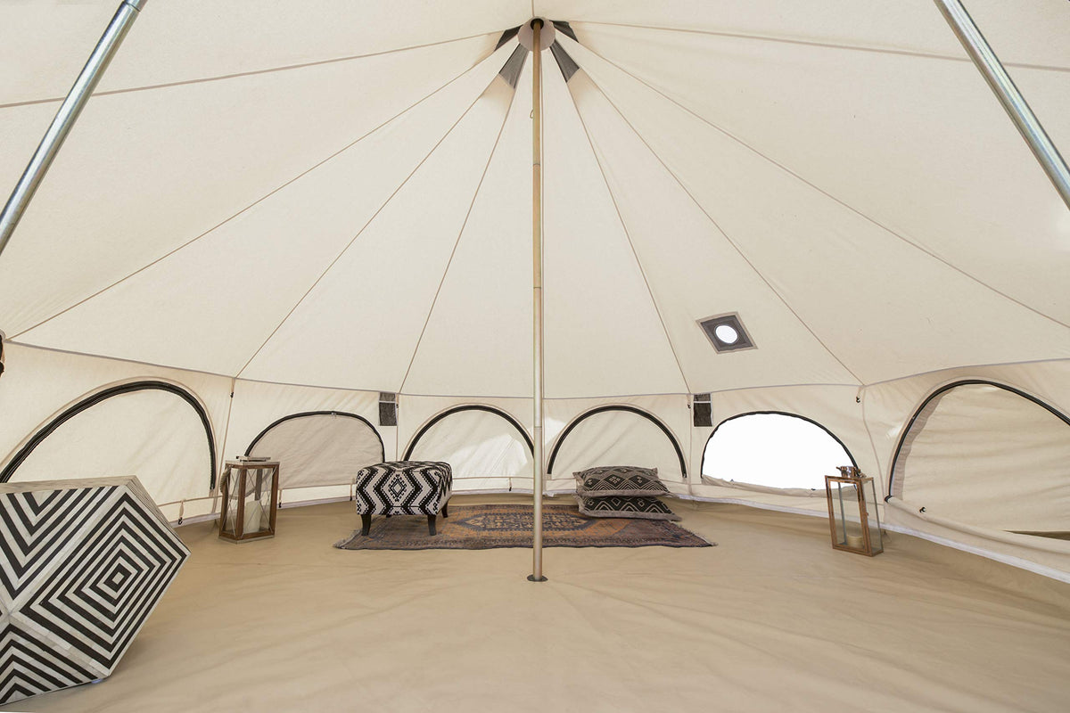 WHITEDUCK Avalon Canvas Bell Tent - Luxury All Season Tent for Camping & Glamping Made from Premium & Breathable 100% Cotton Canvas w/Stove Jack, Mesh (13' (4M), Water Repellent)