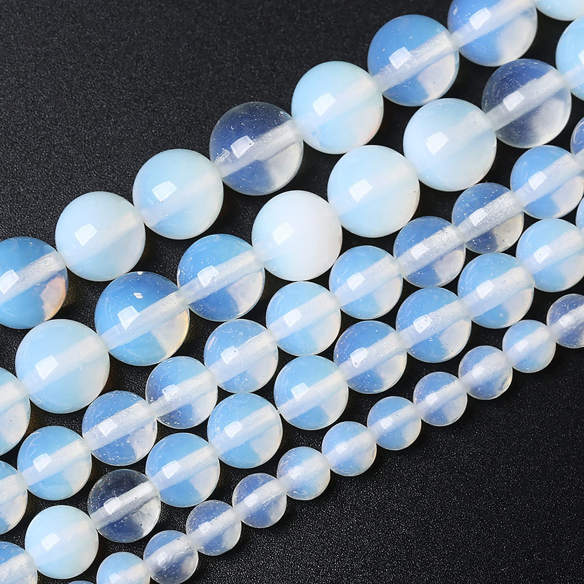10mm 36pcs AAA Natural Stone Beads White Opal Round Loose Crystal Energy Healing Power Stone Beads for Jewelry Making DIY Bracelet (10mm, White Opal Stone)