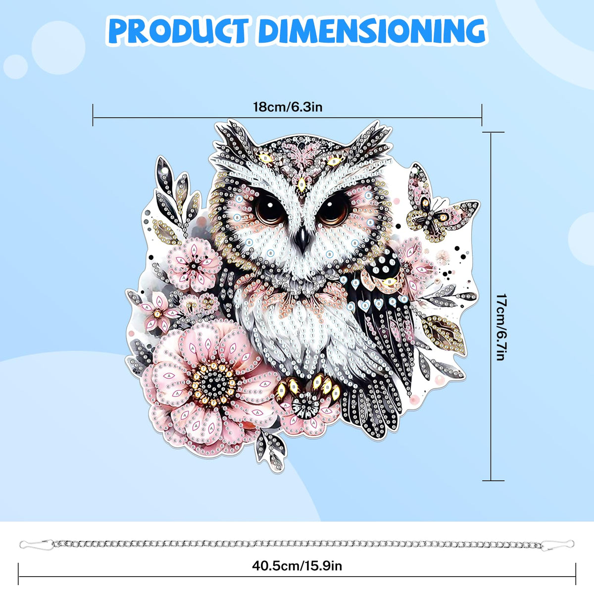 Bowetile Owl Diamond Art Hanging Kits for Adults, 5D Special Shape Diamond Painting Animals Kits, Animal Gem Art Suncatchers Painting Pendant Ornament for Home Garden Wall Decor