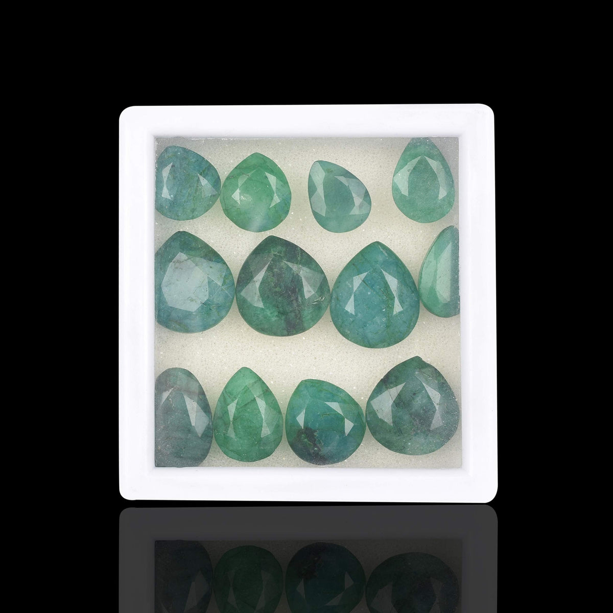 GEMHUB Jewelry Making Gemstone Beads 140.00 Carat. 14 Pcs Natural Green Emerald Gemstone, Pear Cut Emerald Gemstone Lot for Jewelry