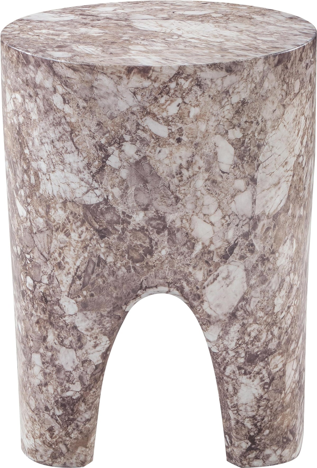 Meridian Furniture 99054Brown-ET Foligno Collection Art Deco Indoor/Outdoor Concrete End Table with Brown Marble Finish, 14" W x 14" D x 18" H, Brown