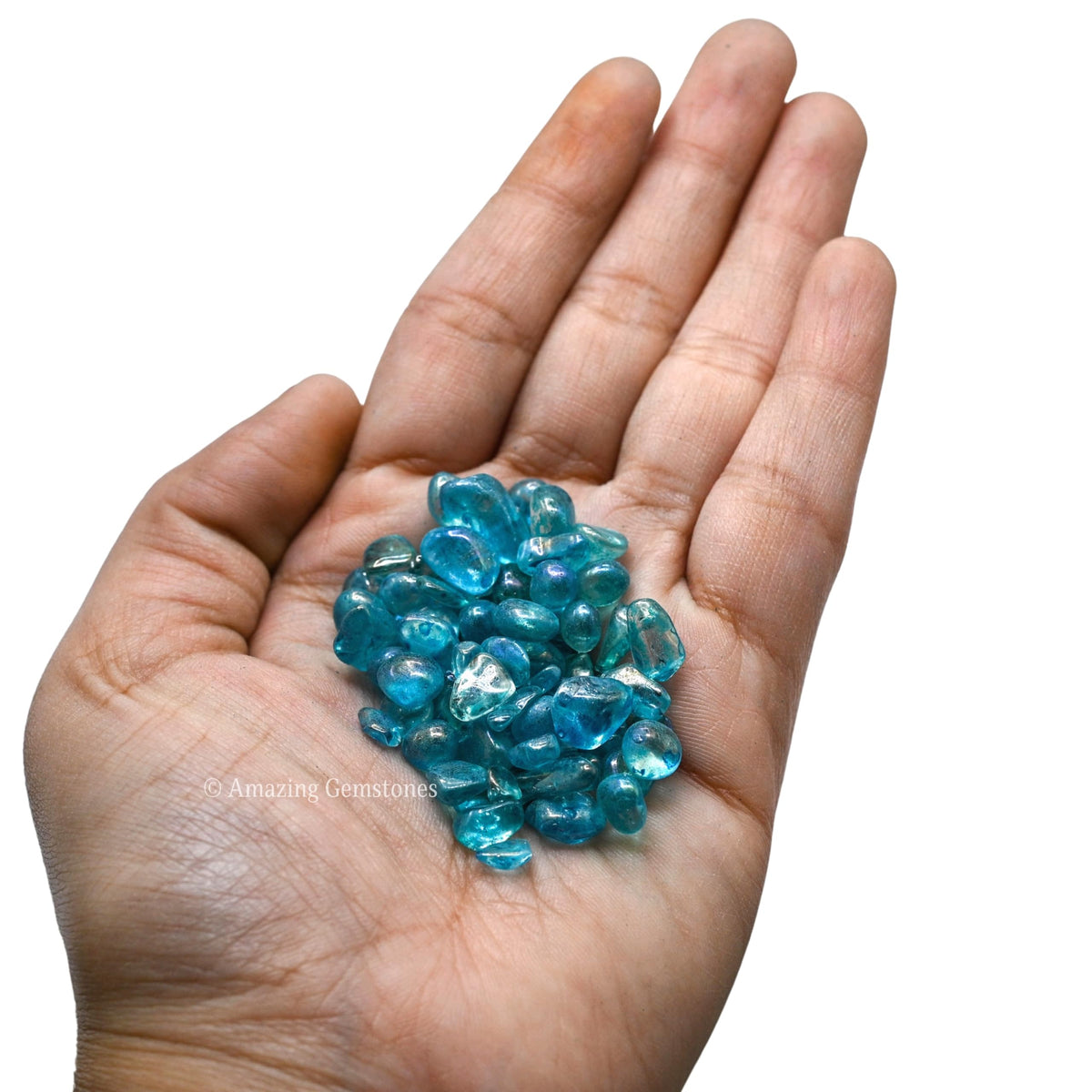 Amazing Gemstone Aqua Aura Quartz Crystal Chips Aquarium Gravel Rocks - Aura Quartz Chips Bulk Fish Tank Gravel, Small Tumbled Stone Chips, Tiny Crystals for Decoration (Natural AAA Grade Gemstones)