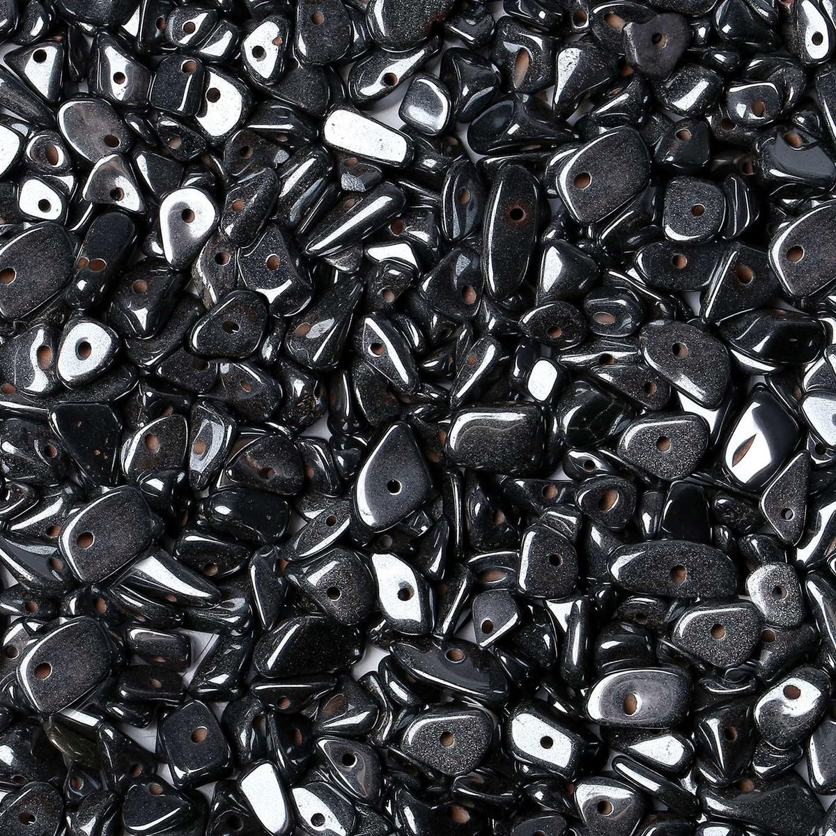 LAIDANLA Black Hematite 400pcs Natural Chip Stone Beads 5-8mm Healing Crystal Irregular Gemstones Drilled DIY Loose Rocks Bead Crystal for Bracelet Earrings Necklace Jewelry Making Crafting