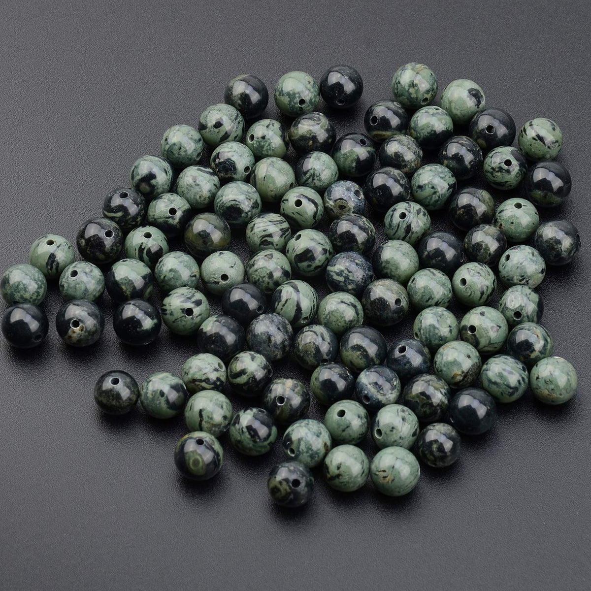 LPBeads 100PCS 8mm Natural Kambaba Beads Gemstone Round Loose Beads for Jewelry Making with Crystal Stretch Cord
