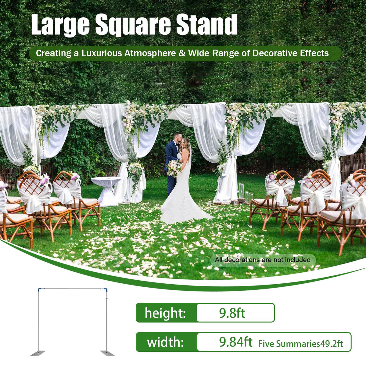 Backdrop Stand Pipe Kit, 10 x 50FT Professional Backdrop Stand Pipe Kit Heavy Duty Background Support System Curtain Frame with Steel Base for Wedding Party Photography Trade Show Display