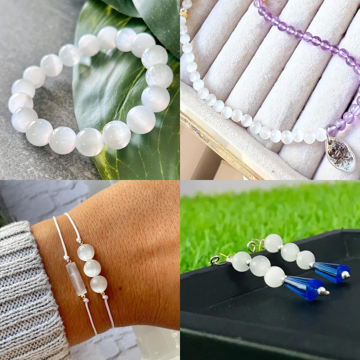 Risyfjew 50PCS 8mm Natural Selenite Beads Gemstone Round Loose Beads for Jewelry Making Chakra Crystal Stone Beads for Bracelets Necklace Earrings Making Supplies (50pcs/Strand)