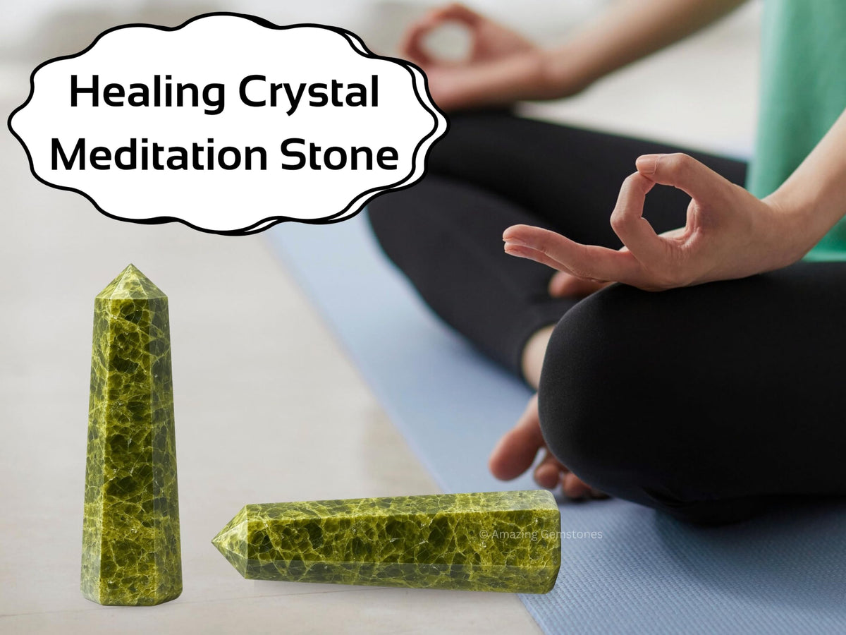 Amazing Gemstone Green Tourmaline in Matrix Crystal Towers - Natural Healing Crystal Point Obelisk for Reiki Healing and Crystal Grid (3" to 4" INCH)