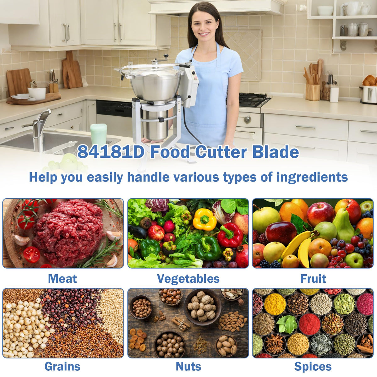 84181D Buffalo Chopper Blades Replacement for Hobart 8181, 8185, and 84186 Series Food Choppers 18" Bowl, Food Cutter Choppers Knives Replaces for Hobart 00-077372, 00-077373