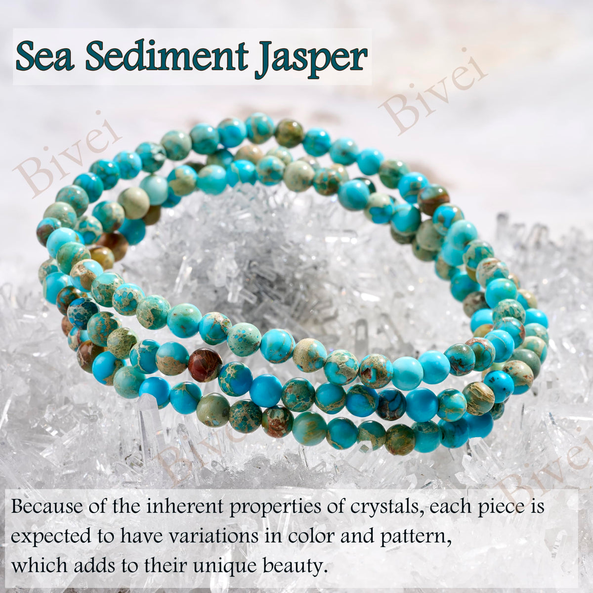 Bivei Sea Sediment Jasper - Grounding - 4mm Beaded Bracelets for Women Handmade Semi Precious Natural Stone Stretch Elastic Jewelry Yoga Protection Gifts